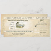 oude boardingpass strand bruiloft uitnodigingen me (Voorkant / Achterkant)