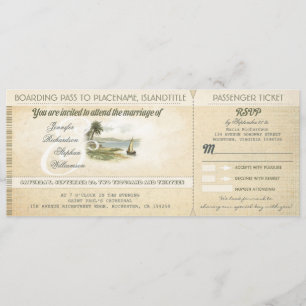 oude boardingpass strand bruiloft uitnodigingen me