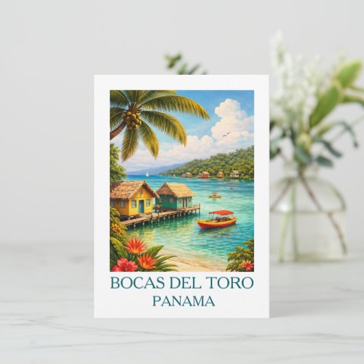 Oude Bocas del Toro Panama Reis Tropisch Kaart (Staand voorkant)