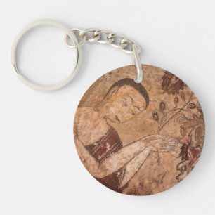 Oude Boeddhistische Schildering Sleutelhanger