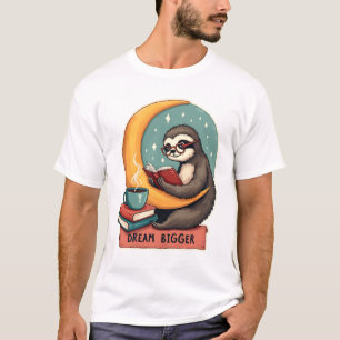 Oude Boek Luiaard Lezer Liefhebber Cute Retro Desi T-shirt