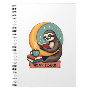 Oude Boek Luiaard Lezer Schattig Retro Design Notitieboek