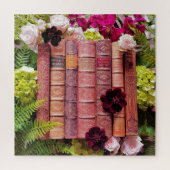 Oude Boek Spines & Rozen Legpuzzel (Verticaal)