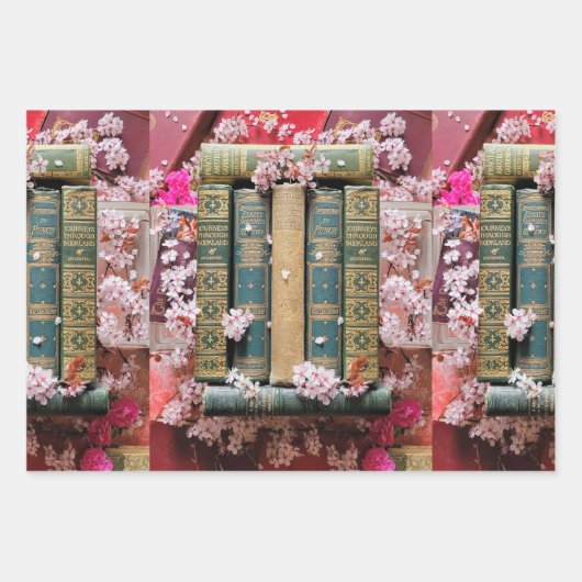 Oude boek stekels & bloesems inpakpapier vel (Voorkant 2)