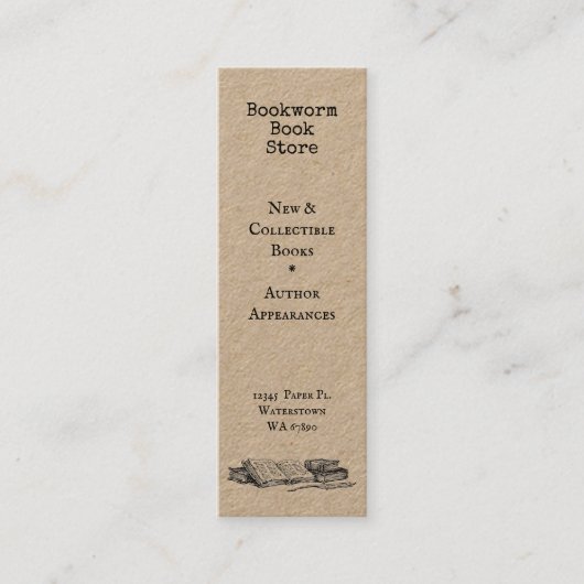 Oude Boeken Bewerkbare Winkel Korting Kaart Mini Visitekaartje (Voorkant)