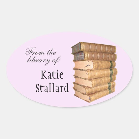 Oude Boeken Boekplaat Ovale Sticker (Voorkant)