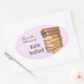 Oude Boeken Boekplaat Ovale Sticker (Envelop)