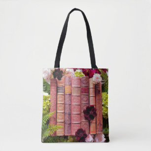 Oude boeken & Bourgondische bloemen Tote Bag