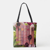 Oude boeken & Bourgondische bloemen Tote Bag (Achterkant)