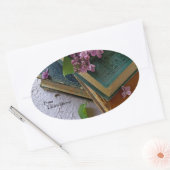 Oude boeken en broodjes ovale sticker (Envelop)