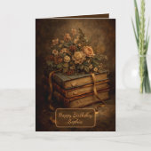 Oude boeken en herfstbloemen kaart (Voorkant)