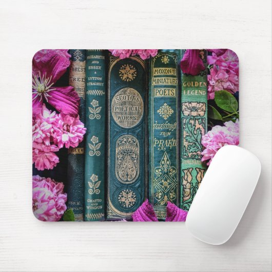 Oude boeken en oude Rozen Muismat (Met muis)