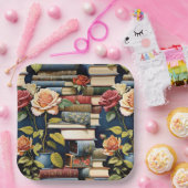 Oude boeken en Rozen Papieren Bordje (Feest)