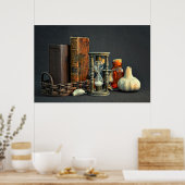 Oude boeken en zandloper poster (Keuken)
