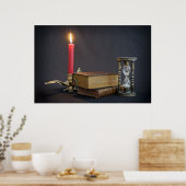 Oude boeken en zandloper poster (Keuken)