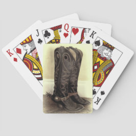 Oude boeken in ruste pokerkaarten