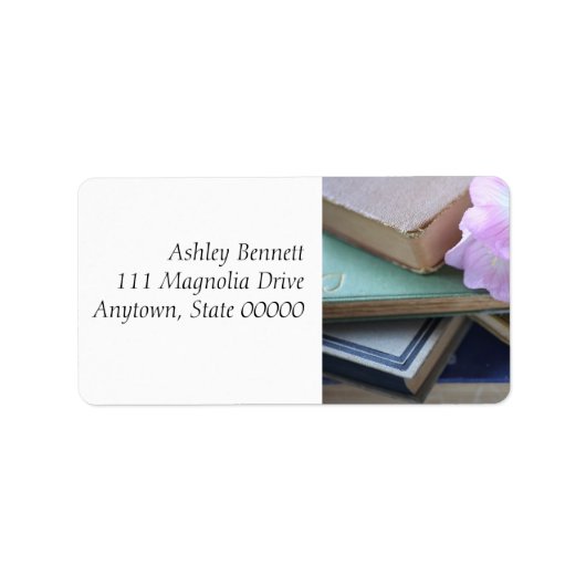 Oude boeken met roze bloemen etiket (Voorkant)