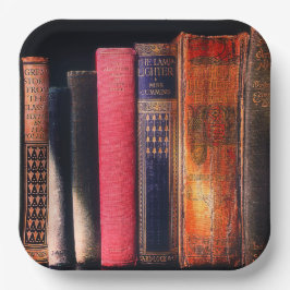 Oude boeken papieren bordje