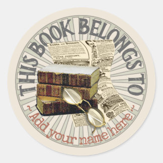 Oude Boeken & Spectacles Bookplate Sticker