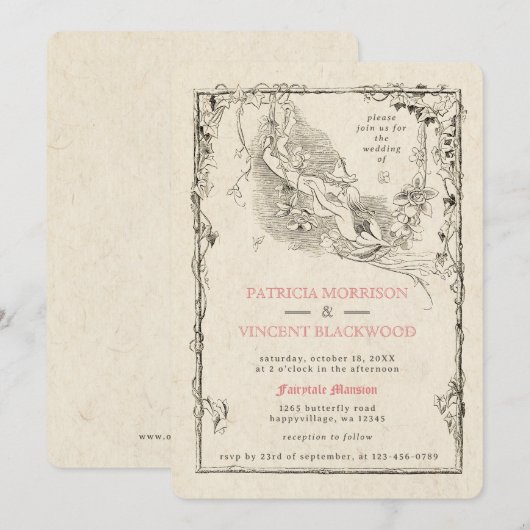 Oude Boeken Sprookjes Bruiloft Uitnodiging (Voorkant / Achterkant)