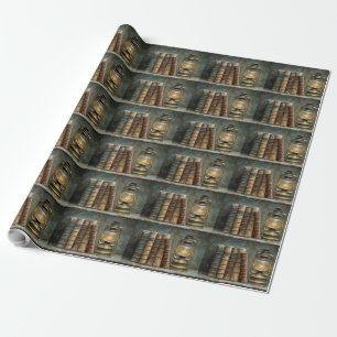 Oude Boeken Stapels Schilderij Antieke Bibliotheek Cadeaupapier