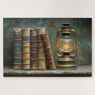 Oude Boeken Stapels Schilderij Antieke Bibliotheek Legpuzzel