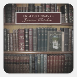 Oude boeken uit de bibliotheek van Bookplate Vierkante Sticker