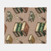Oude boeken veren bril patroon fleece deken (Voorkant (Horizontaal))