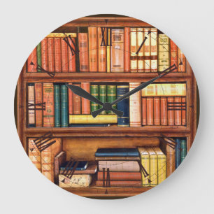 Oude boekenbibliotheek Boekhoudplank Roman Wall Cl Grote Klok