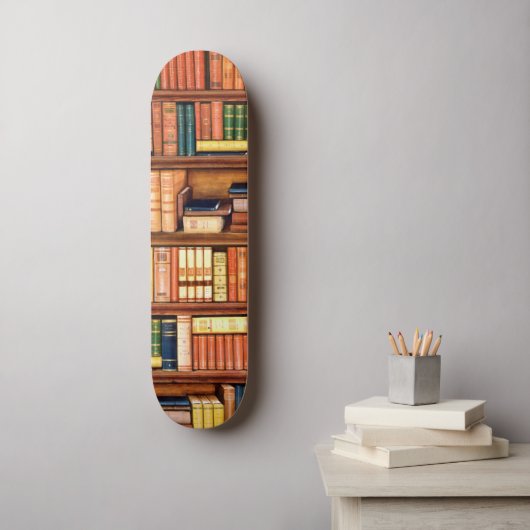 Oude boekenbibliotheekboekenboekenboekenboekenplan skateboard (Muurkunst)