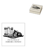Oude Boekenplank Kat Uit De Bibliotheek Van Rubberstempel (Gestempeld)
