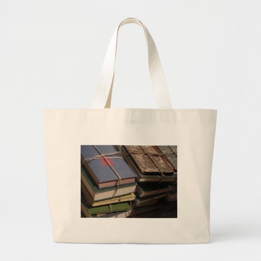 Oude boekenstapel grote tote bag (Voorkant)