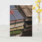 Oude boekenstapel kaart (Gele Bloem)