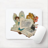 Oude Boekenwurm Fee Leest Illustratie Muismat (Met muis)