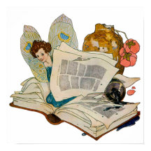 Oude Boekenwurm Fee Leest Illustratie
