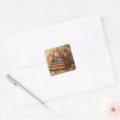 Oude Boekstapel Bloem Kunst Vierkante Sticker (Envelop)
