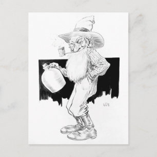 Oude boer met maanzon (witte blikseminslag) briefkaart