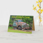 Oude Boerderij apparatuur Vaderdag Wenskaart Kaart (Gele Bloem)