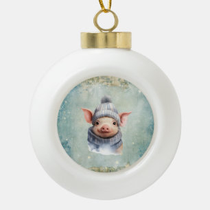 Oude boerderij charmante varken Kerstmis Keramische Bal Ornament
