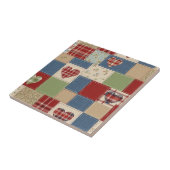 Oude boerderij hart quilt patchwork print tegeltje (Zijkant)
