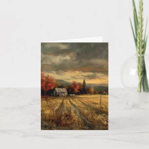 Oude boerderij herfstloof Vert Blank Notitiekaartje