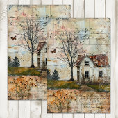 OUDE BOERDERIJ IN DE HERFST DECOUPAGE TISSUEPAPIER