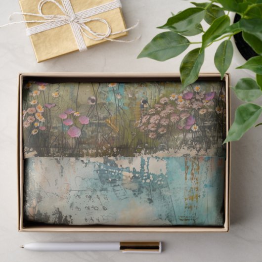 OUDE BOERDERIJ IN DE LENTE DECOUPAGE TISSUEPAPIER (Geschenk)