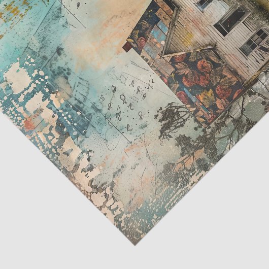 OUDE BOERDERIJ IN DE LENTE DECOUPAGE TISSUEPAPIER (Detail)