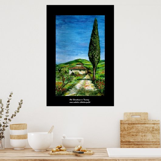 Oude boerderij in het landschap Chianti-Toscane Poster (Keuken)