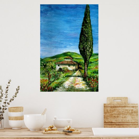 Oude boerderij in het landschap Chianti-Toscane Poster (Keuken)