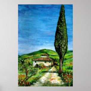 Oude boerderij in het landschap Chianti-Toscane Poster