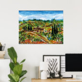 OUDE BOERDERIJ IN TUSCAAN LANDSCHAP POSTER (Thuiskantoor)