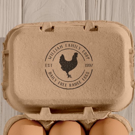 Oude boerderij kip eierdoos rond  zelfinktende stempel