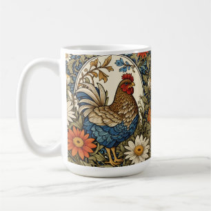 Oude boerderij kip en madeliefjes koffiemok
